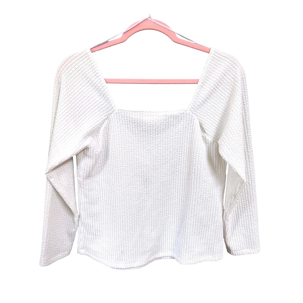 Maeve Anthropologie White Seersucker Sweetheart Coastal Top Cottagecore Large - Picture 4 of 4